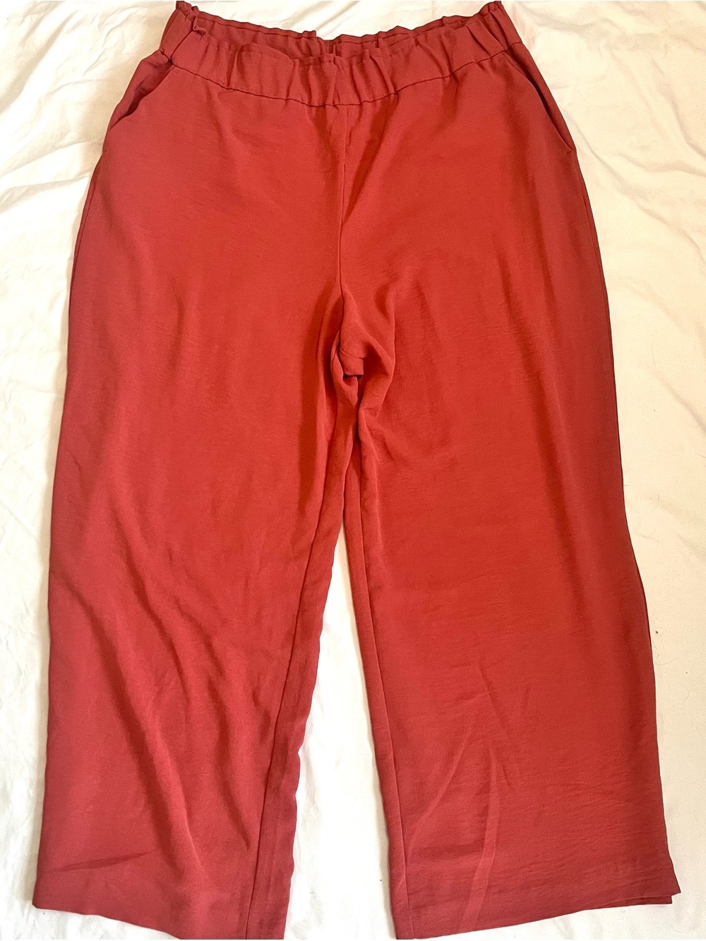 Hilary Radley Wide-Leg Pull-On Pants in Rust Women's XL